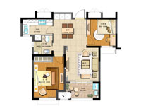 A户型2室2厅1卫1厨97.00㎡