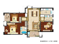 E户型3室2厅2卫1厨138.00㎡