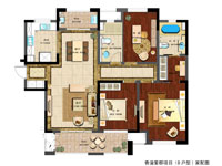 F户型3室2厅2卫1厨138.00㎡